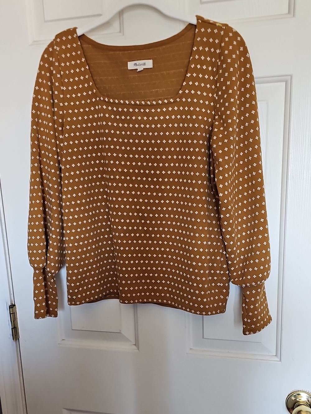 Madewell Floral Jacquard Square-Neck Top Antique Gold